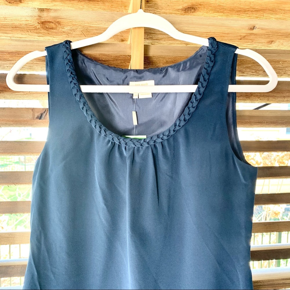 Kate Spade $195 SILK Navy ‘Betty’ Tank Top Camisole  Blouse